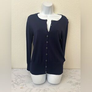 Carol Rose Women's Long Sleeve Button Down Top Sz PM Blue Petite Blouse